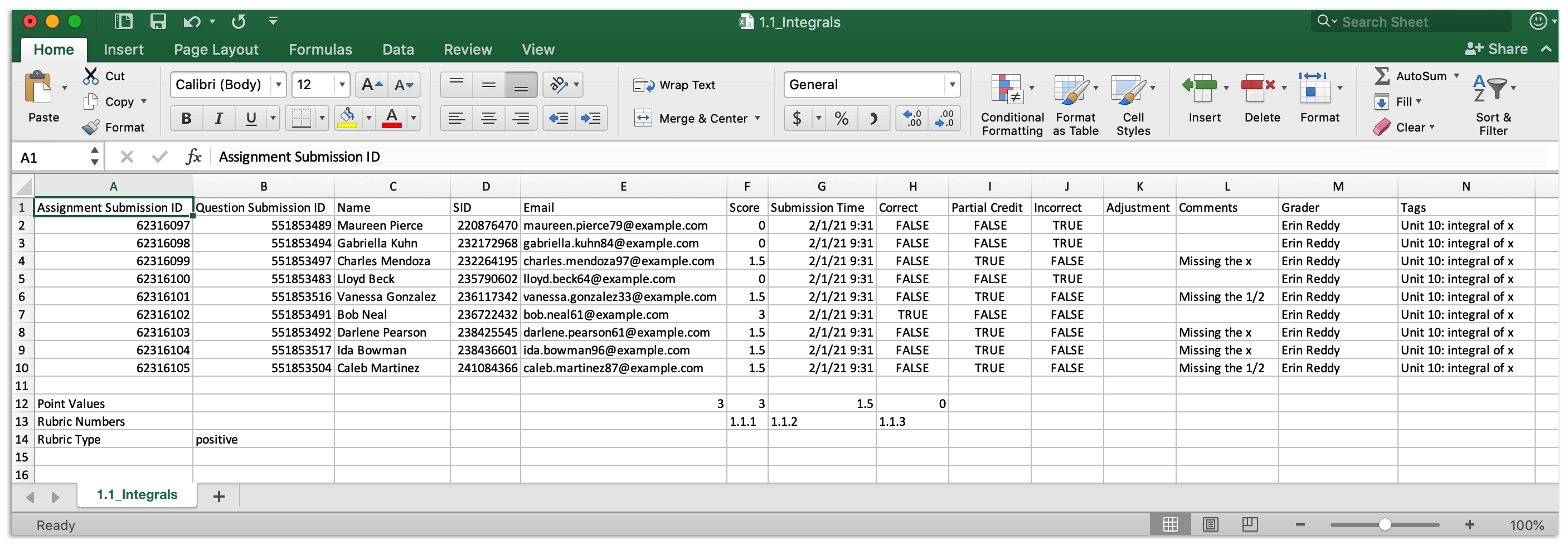 Instructor exports evaluation