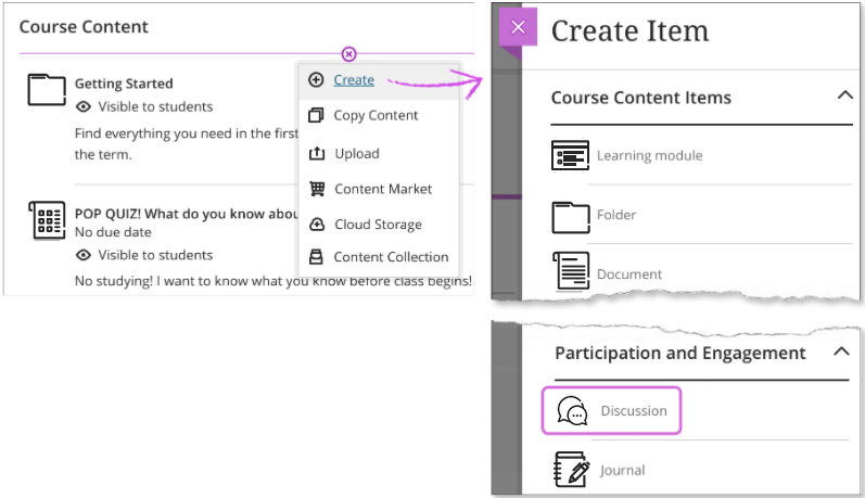 Preview on how to create a discussion