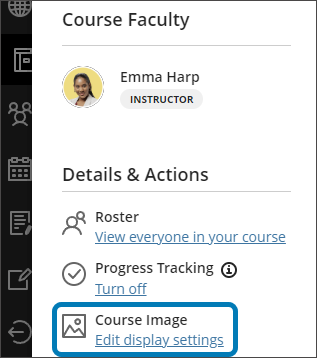 Image of the Details & Actions sidebar with the Course Image option highlighted.