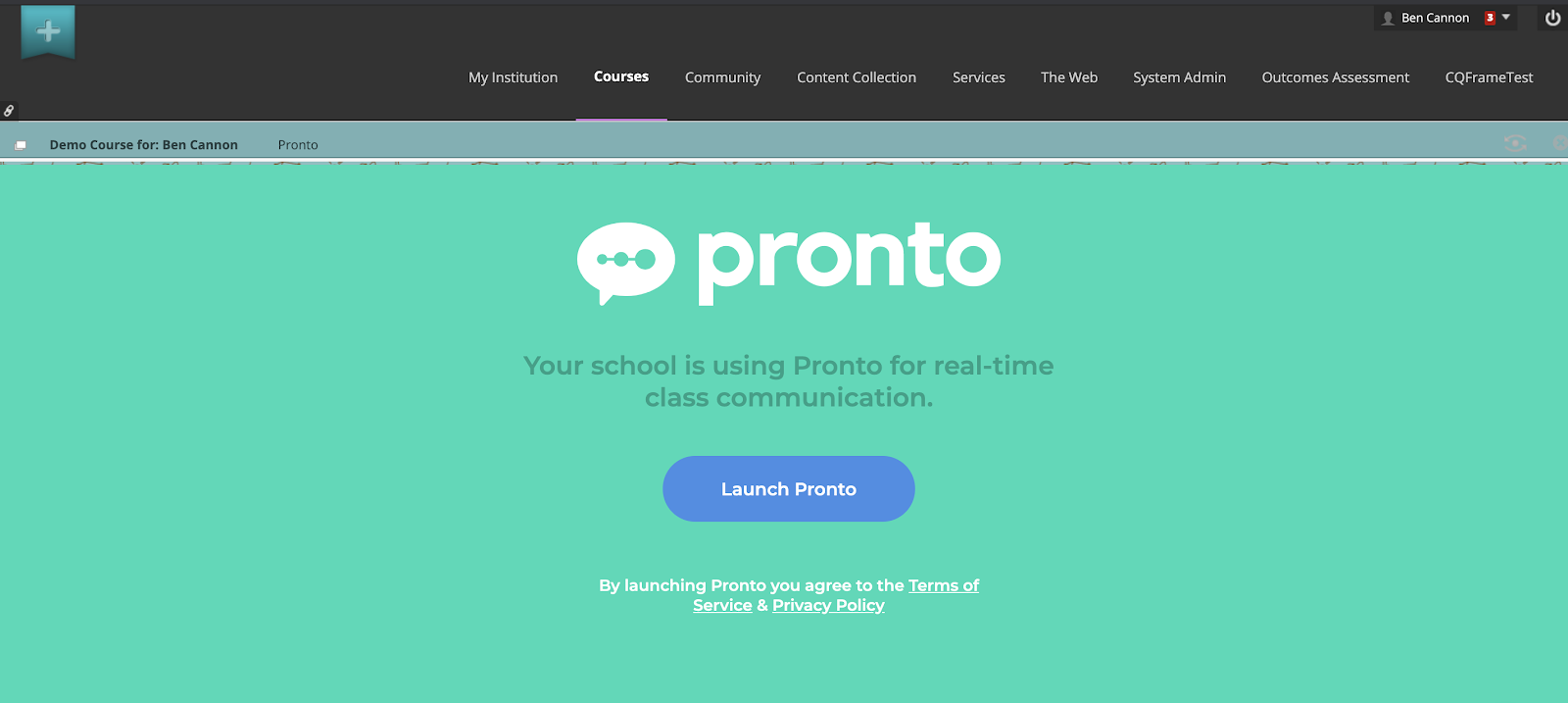 The Pronto window has a blue button that says "Launch Pronto" in the center.
