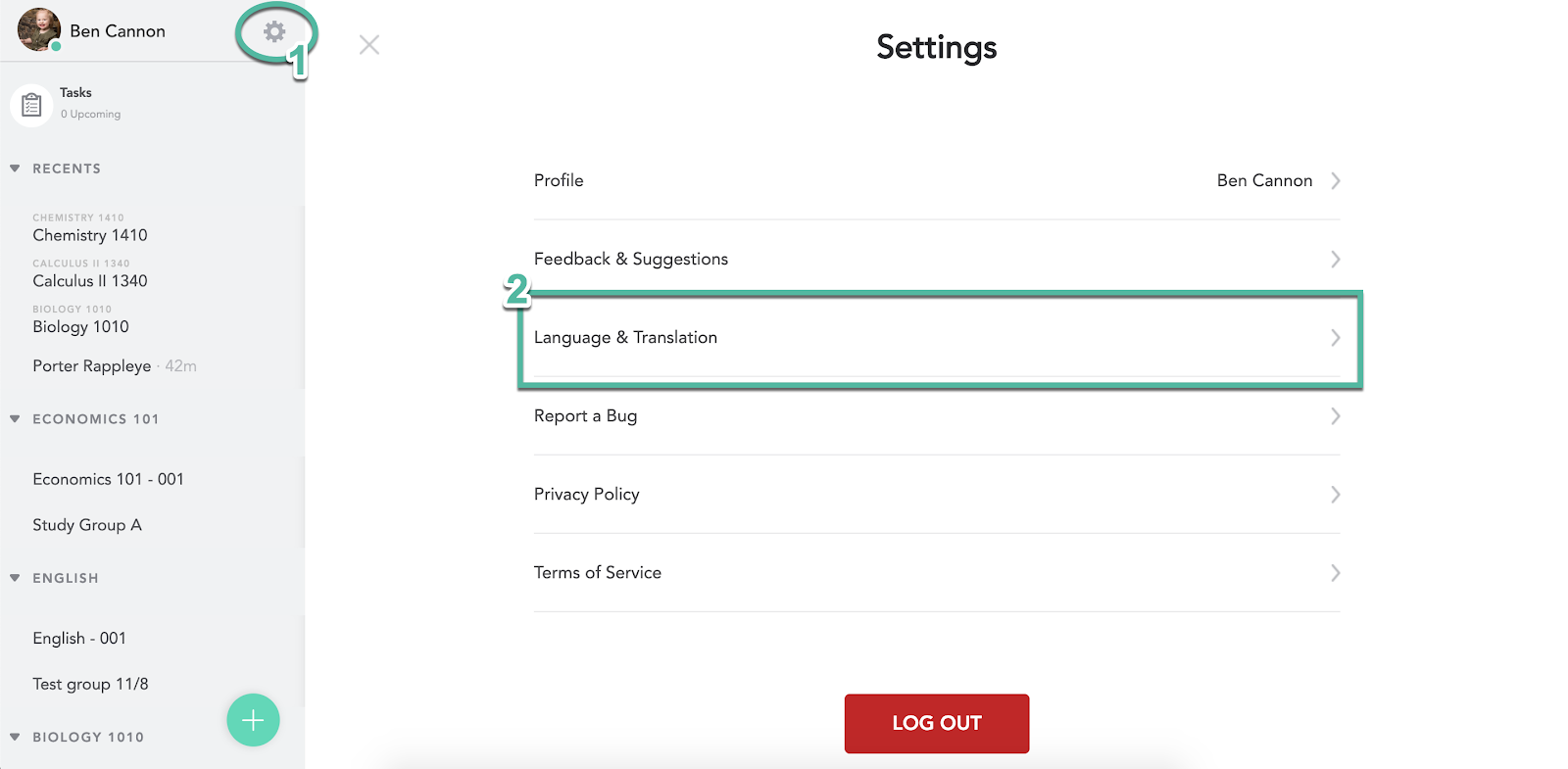 Click the cog icon next to your name at the top left corner. then, select language and translation, the second option in settings.