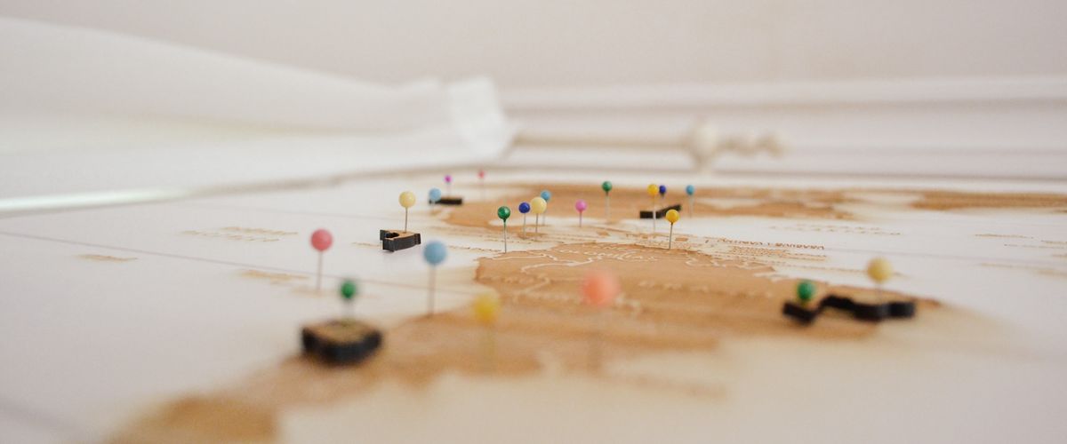 Map with pins in it