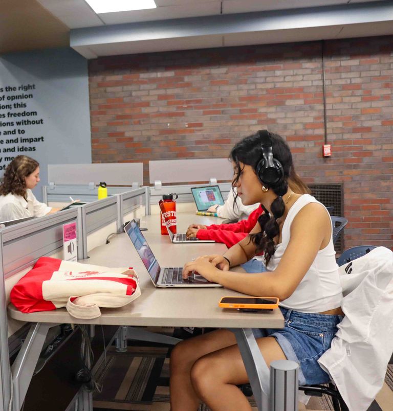 Students studying in the library