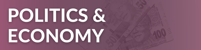 Image of purple "Politics & Economy" banner