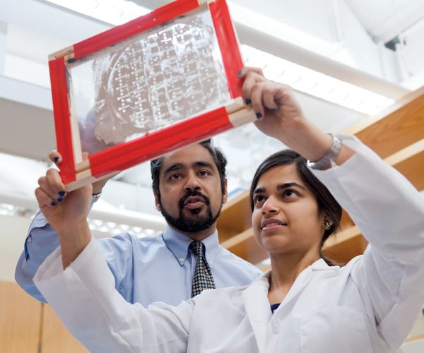 Professor Muhammad Zaman and a student in the lab
