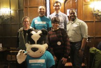 D.A. Whatley and friends pose in the BU Pub with Rhett