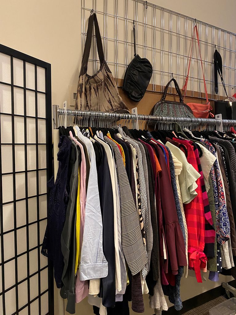 Clothing rack of items in the Professional Clothing Closet