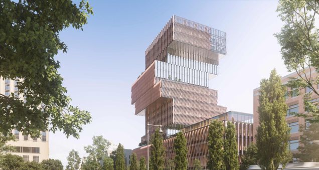 Architectural Rendering of the forthcoming Center for Computing & 数据科学. Image by Norm Li for KMPD Architects.