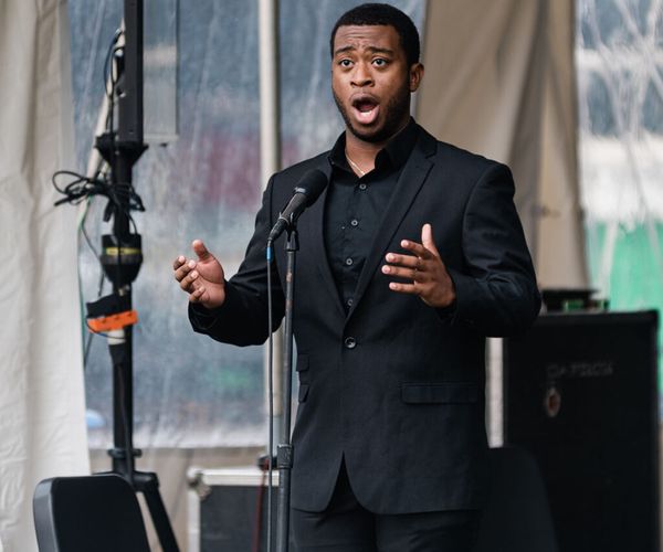 Music performance student singing at BU Class of 2020 Commencement