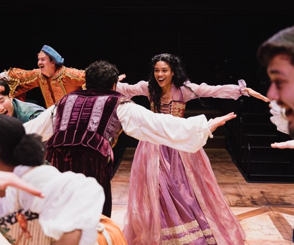Actors onstage in Shakespeare in Love in Booth Theatre