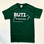 Green T-Shirt with "It Starts Here" Map Logo in White