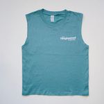 Ladies Teal Muscle Workout Shirt with "It Starts Here" Logo in White