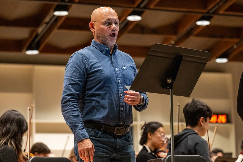 David Guzmán, a CFA assistant professor of music, voice, singing a score of the forgotten opera, El Caminante (the traveler).