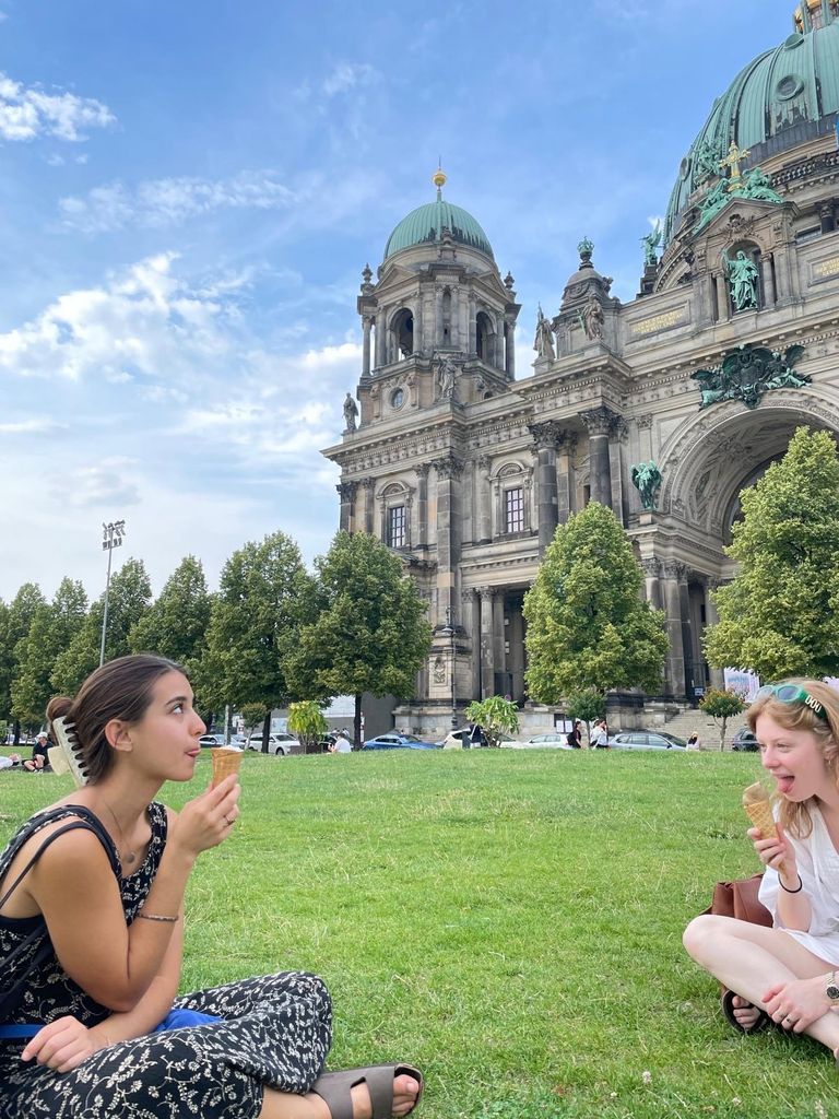 Vocal performance student Gwyneth Rix eating an ice cream with a friend in Berlin, Germany