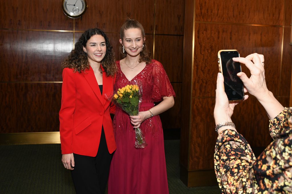 Students gathering after concert at Carnegie Hall