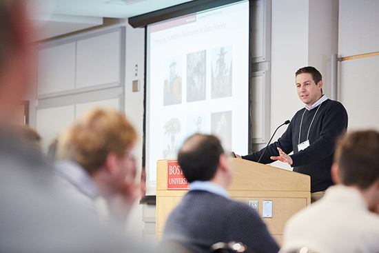 W. Evan Johnson, a MED associate professor of medicine and biostatistics, underscored the role of team science in his work tracking cancer tumors and drug response in cancer cells. He said he wants to use biological big data to improve what happens in the clinic for patients.