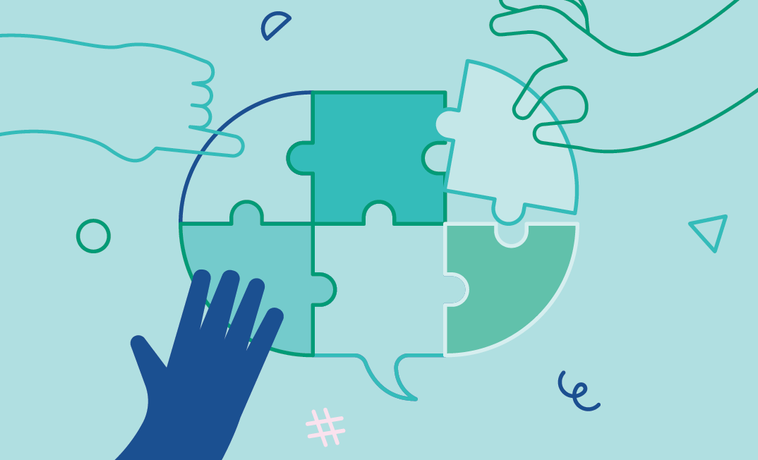 Image hands solving puzzle