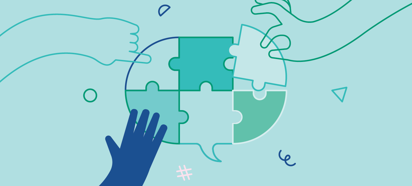 Image hands solving puzzle