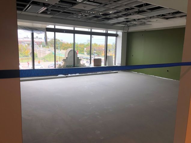 Floor prep for carpet install on 2nd floor