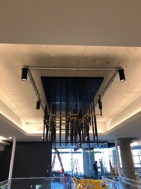 Chandelier at HTC stair-5 has been installed.