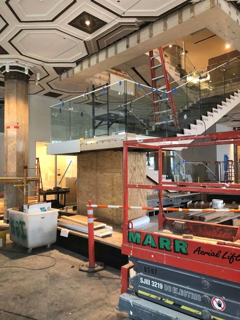 Millwork installation at Stair-5.