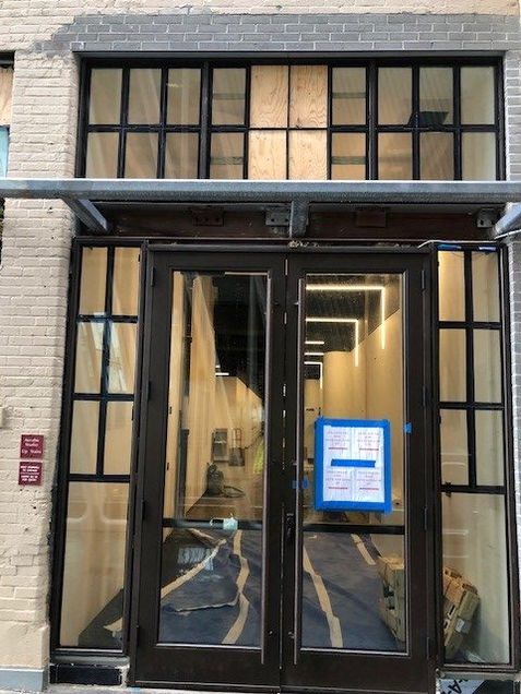 West vestibule door installation ongoing