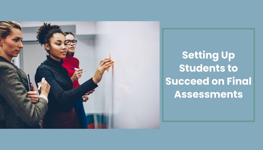 Banner image represents sideway view of female white instructor with a one black female student and one white female students writing and collaborating on a whiteboard