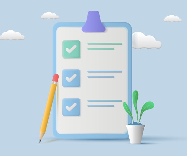 Pastel graphic of a checklist on a clipboard