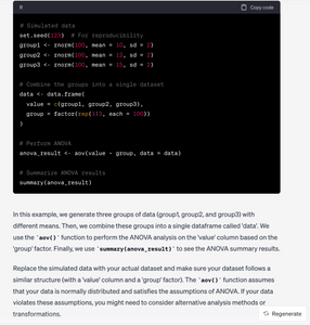 Example of code from CHatGPT 