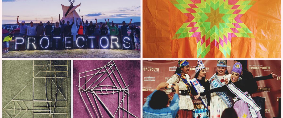 Collage of images representing Indigenous cultures