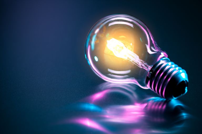 A lightbulb lit up