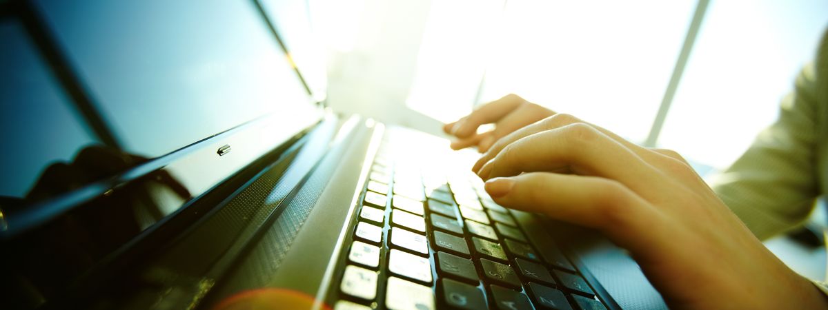typing on computer