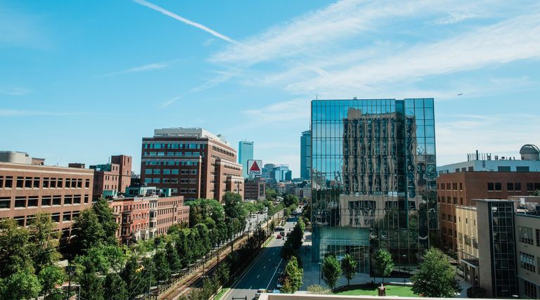 Boston University Campus Development, you can see comm ave and one of the new buildings
