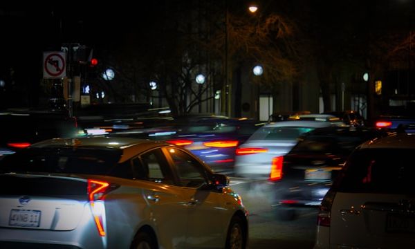 Boston traffic at night