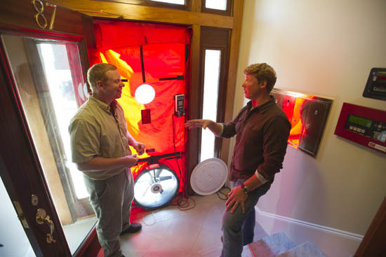 St. Mary's Street LEED building, blower door test Blower door test