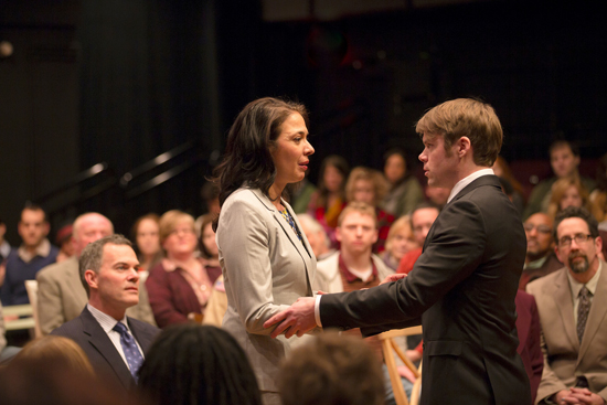 Melinda Lopez, Derrick Trumbly in Our Town Melinda Lopez, Derrick Trumbly in Our Town by Thornton Wilder, Huntington Theatre Company