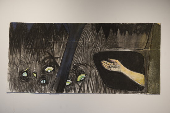 View of Molly from the Driver's Seat by Julia von Metzsch View of Molly from the Driver's Seat by artist Julia von Metzsch, Midnight at Coolidge Point exhibit, Sherman Gallery Boston University