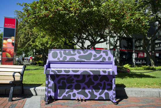 Boston Univesity By Arts Initiative, College of Fine Arts CFA, Boston Street Pianos, Play Me I'm Yours, pianos Charles river campus, Boston University School of Medicine, George Sherman Union Plaza