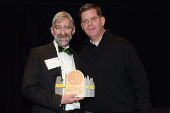 Dennis Carlberg, Boston University director of sustainability, Sustainability@BU, Boston Mayor Marty Walsh, Carbon Cup, Greenovate Boston, climate change, carbon dioxide emissions reduction target