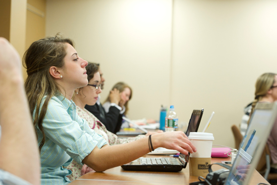 Boston University students in classroom