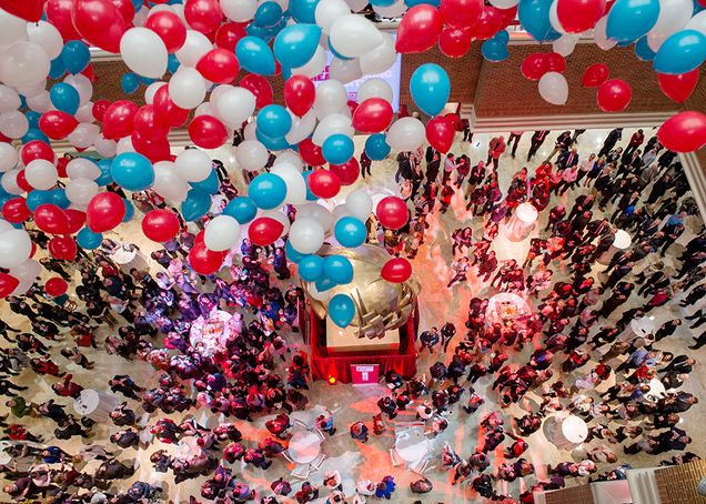 Celebration following the announcement of the Boston University Questrom School of Business