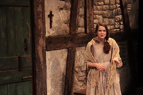 Tricia O’Toole (CFA’15) as Helen McCormick in McDonagh’s The Cripple of Inishmaan, which runs tonight through Saturday at the BU Theatre’s Lane-Comley Studio 210.