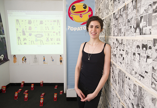 Rachel Ansell (CFA’15) with her thesis project, Beautiful Dream Forever, a point-and-click video game she designed.