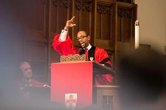 National Association for the Advancement of Colored People (NAACP) president and CEO Cornell William Brooks (STH’87) gives the Baccalaureate address during the 2015 Baccalaureate service at Marsh Chapel on May 17, 2015.