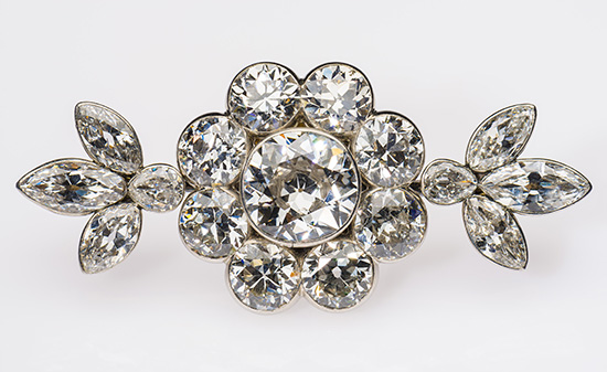 Platinum and diamond flower brooch