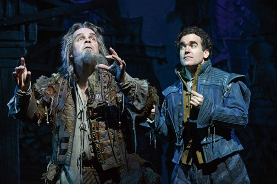 Brad Oscar (CFA’86) (left), in his Tony-nominated role as Thomas Nostradamus, and costar Brian d’Arcy James as Nick Bottom in the musical comedy Something Rotten! Photo by Joan Marcus