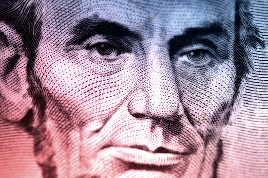 Close up of Abraham Lincoln's face