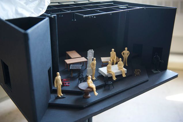 Students will work together to create a set model form this one stage kit during BUSTI set design course at CFA July 21, 2015.