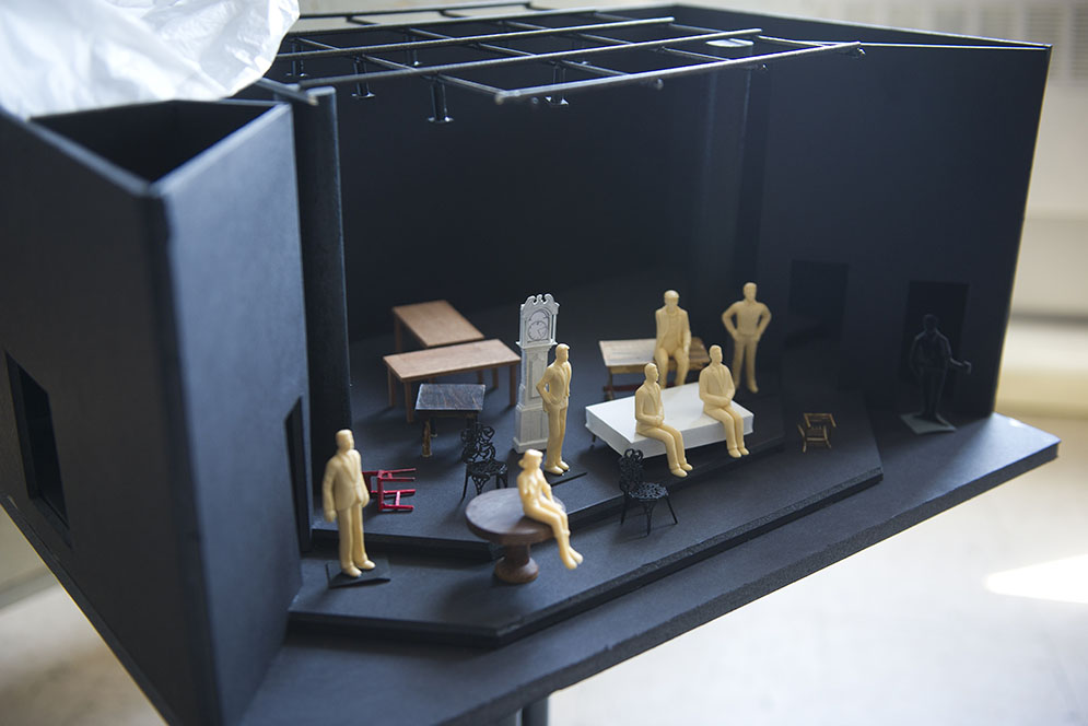 Students will work together to create a set model form this one stage kit during BUSTI set design course at CFA July 21, 2015.