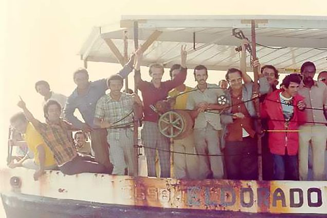 A boat carrying Cuban refugees during the Mariel Boatlift